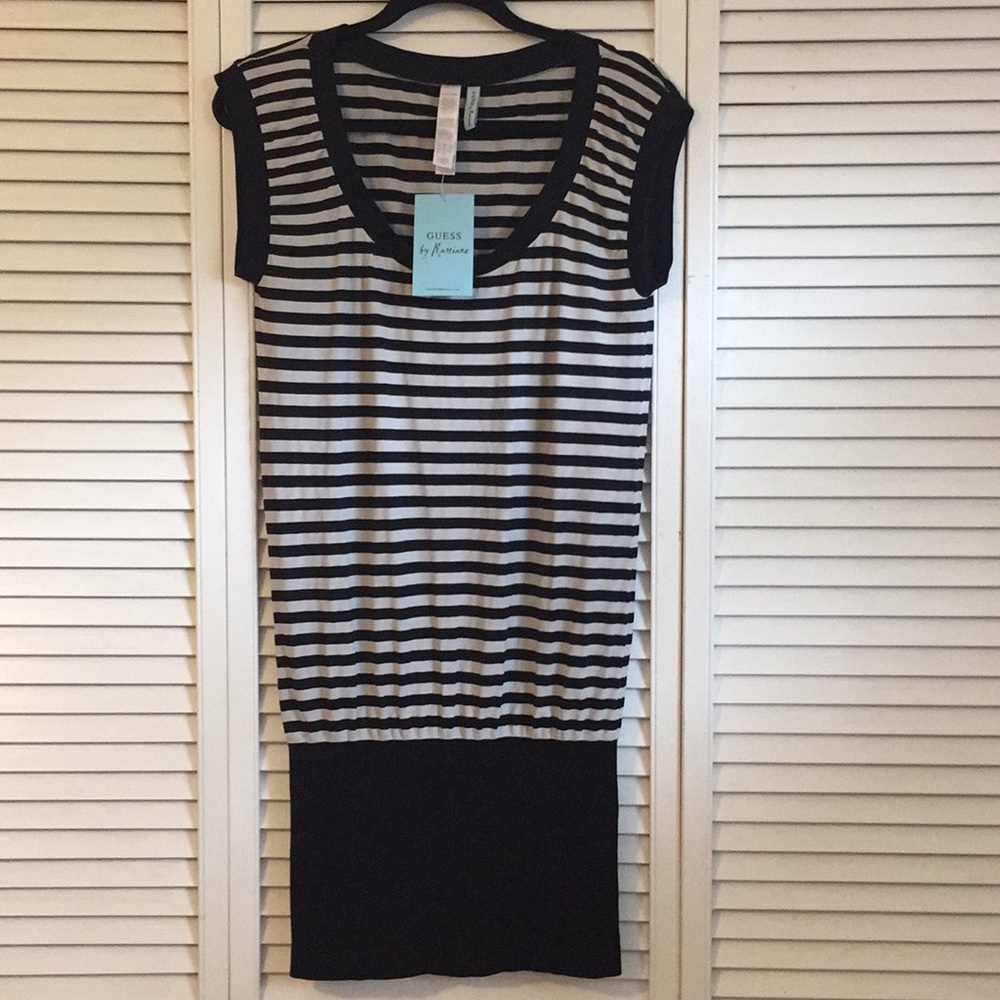 Guess Black & Grey Stripped Mini Dress Size M/L